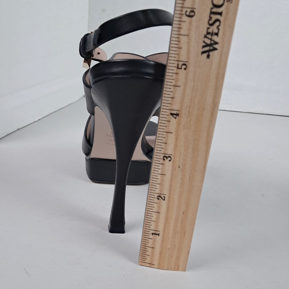 Stuart Weitzman Black Hester Crossbody Strap‎ Sandal Womens Size M7.5 New - Picture 8 of 8